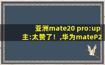 亚洲mate20 pro:up主:太赞了！,华为mateP20pro
